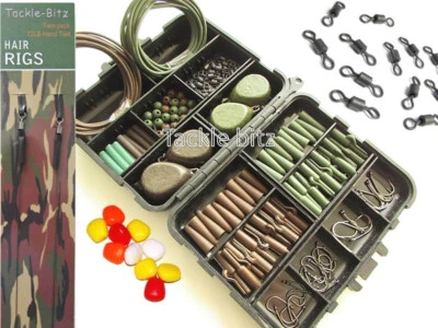 TJR TACKLE Angeln Tackle Box 4 Karpfengewichte Sicherheitsklippen Haken drehbar Hair Rigs AUSWAHL