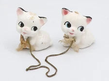 Vintage 1950s 1960s Anthropomorphic Two Baby Kittens Chained