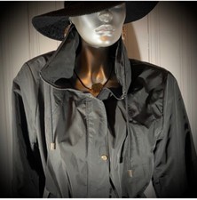 NEW Nine West Unique Black Hooded Trench Coat  Women’s XL  NWT