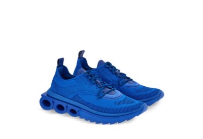 New Salvatore Ferragamo Nima Knitted Blue Men Fashion Sneakers