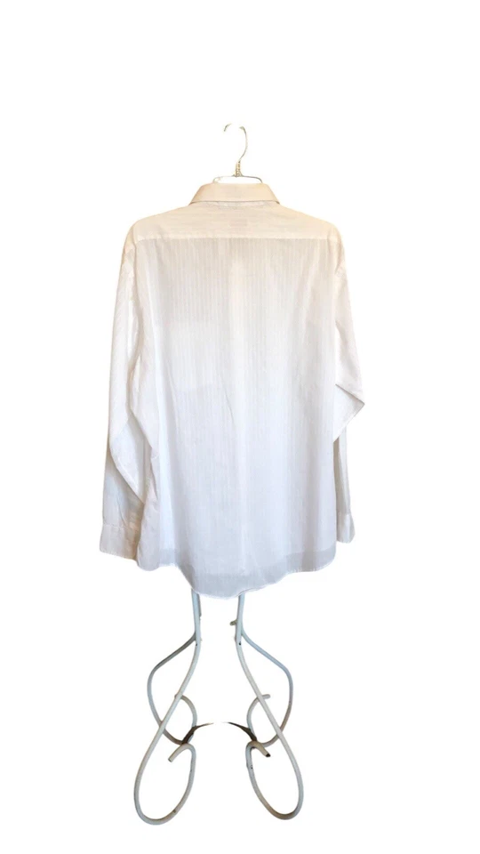 Hathaway Men’s White Striped Dress Shirt  SZ 17 1/2￼ Formalwear Wedding Buttons￼ - Image 2 of 4
