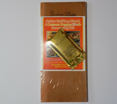 Saratoga Food Specialties Cedar Grilling Plank & Lemon Herb Seasoning Kit NIP