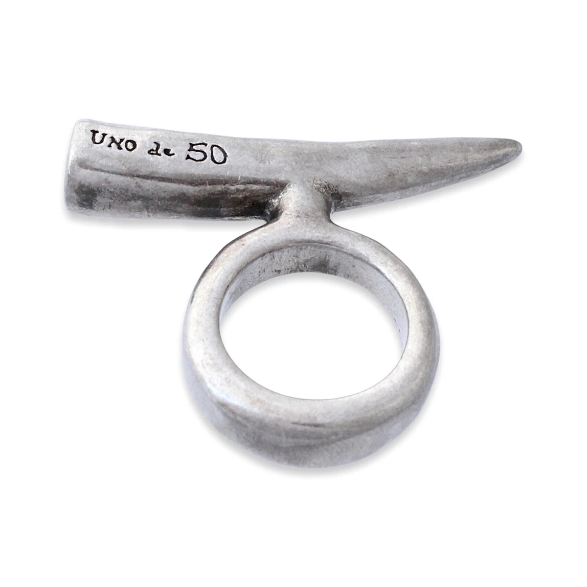 Uno de 50 Horn Ring Size 6.5 Silver Plated Large Statement Spike / Tooth  Shape