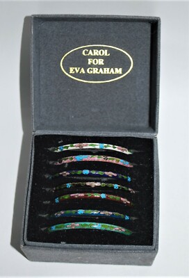 Carol For Eva Graham Bangle Bracelets Set of 7 Multicolor Floral