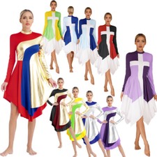 Women's Praise Dance Tunic Overlay Color Patchwork Worship Liturgical Dancewear