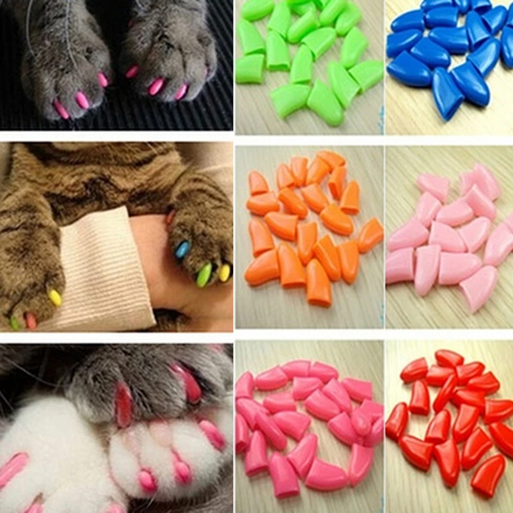 20Pcs Soft Cat Nail Caps Pet Paw Claws Nail Grooming Protector Cover With  Free Adhesive Glue+ Applicator XS S M L - AliExpress