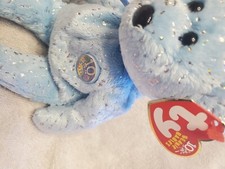 TY Beanie Baby ~ DECADE Light Blue and white 10 Year Anniversary Bear set*