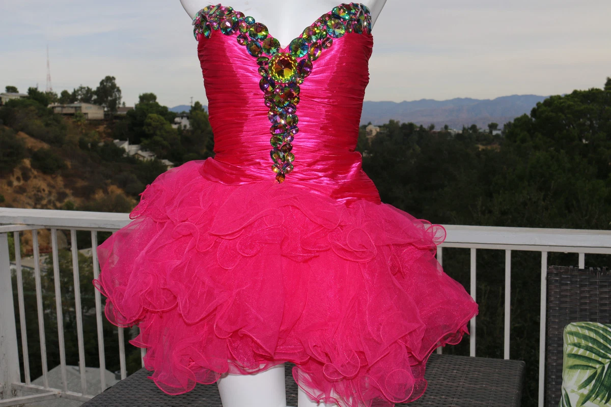 XS Sherri Hill Prom Party Pink Swarovski Crystal Dress NYE Years Eve Party  0