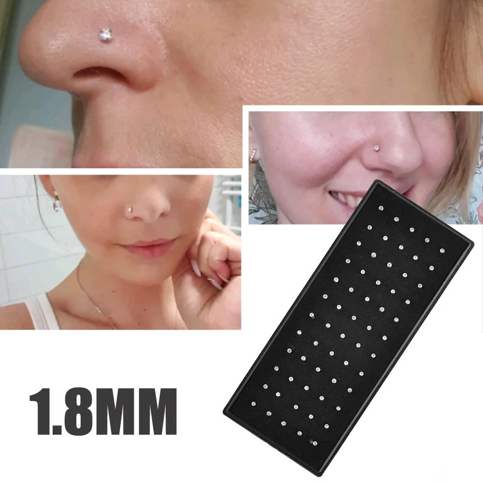 60x Cristal Estrás Nariz Anillo Hueso Perno Acero Inoxidable Cuerpo Piercing Regalos Foto 2 de 4