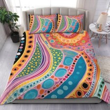Australian Aboriginal Bedding Set - Aboriginal Colorful Dot Art Bedding Set