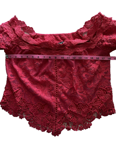 I Too women top Off The Shoulder Blouse crochet long sleeve size M/L color red - Picture 4 of 6