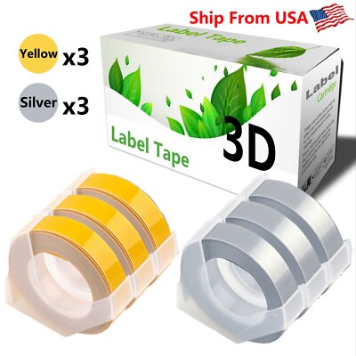 (3Yellow+3Silver) LabelTape Fit For Dymo 1595GY Dymo 814580 Label Makers