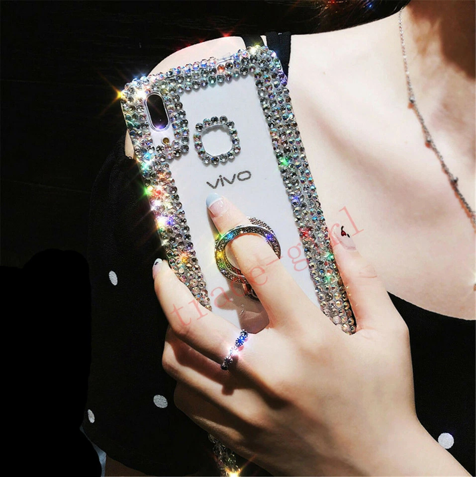 Luxury Bling Glitter Ring Stand Diamond Lanyard Case Crystal Clear Back Cover - Image 4 of 4