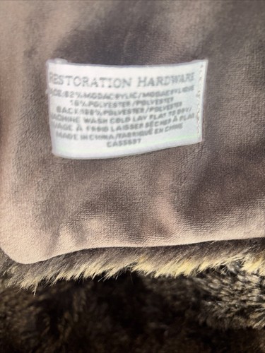 RH Restoration Hardware Faux Fur Throw Blanket Brown Bear Luxurious Luxe 50 X 62 - Picture 2 of 6