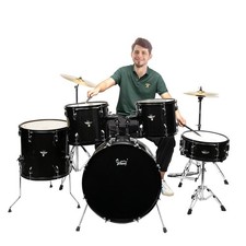 Glarry 5-Piece Complete Full Size Pro Adult Drum Set Kit with Stool for Gift