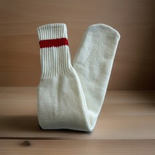 VTG socks Men  s White/ Red Stripe Tube 21  USA Made OTC Acrylic Blend