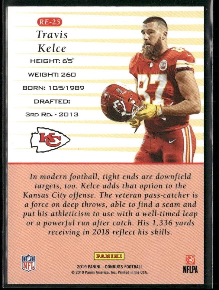 2019 Donruss Retro 1999 Travis Kelce #RE-25 Kansas City Chiefs - Image 2 of 2