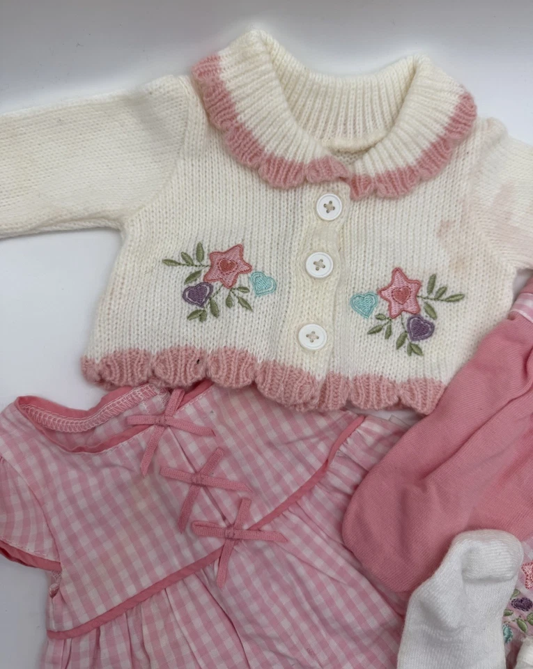 American Girl Bitty Baby Deluxe conjunto de layette APOSENTADO 2014 suéter vestido meia-calça - Imagem 4 de 4