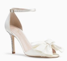 Kate Spade New York Iveene Bridal Bow Ivory Satin Hight Heel Sandals Size 11