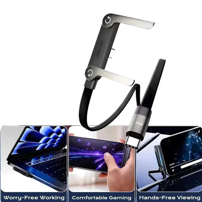 2-in-1 Invisible Holder Charger Cable 240W Fast Charging Cord with Phone Stand