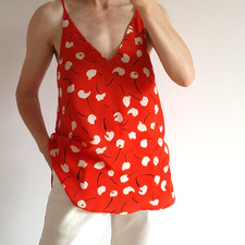 171€ ALYSI CAMICIA TOP CAMICETTA SETA S 36 IT42 US8 UK10 ROSSO CON SPALLINE