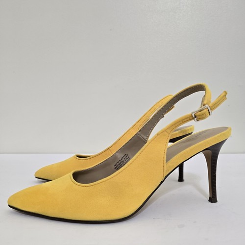 ANN TAYLOR factory size 8.5 Suede Pointed Toe Stiletto Slingback Heels Yellow
