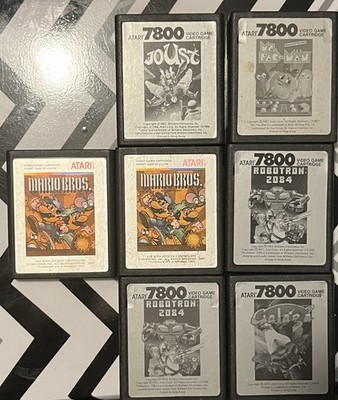 Atari 7800 ProSystem Lot 7 Game Cartridges: Joust, Ms. Pac-Man, Mario Bros+ More