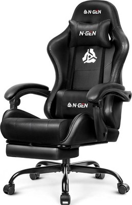 Video Gaming Chair with Footrest Lumbar Support for Home Office High Back Rec...