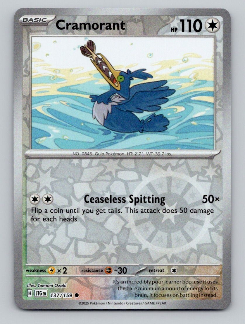 Cramorant 137/159 Common Journey Together Pokemon Reverse Holo Near Mint