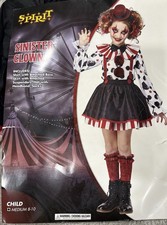 Spirit Sinister Clown Costume Kids Size M 8-10 - See Description A26