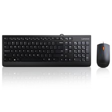 Lenovo 300 USB Combo, Full-Size Wired Keyboard Mouse, Ergonomic, Left Black
