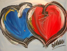 HEARTS  CONTEMPORARY  - ORIGINAL OIL Painting  Stretched  CANVAS B75DVR