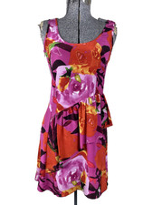 Trina Turk Silk Floral Cocktail Dress Size 0 Asymmetric Ruffle