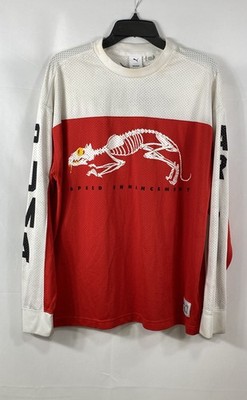 Puma Men's Speed Enhancement Skeleton Cat Mesh Long Sleeve Jersey Red Sz L