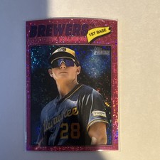 Topps 2026 Heritage Andrew Vaughn Pink Sparkle Brewers Baseball Card #309