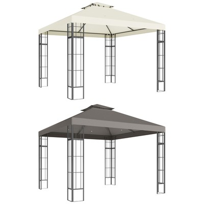 Outsunny Pavillon mit Doppeldach, ca. 3x3 m Wasserabweisend Gartenpavillon