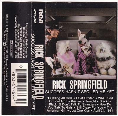 Rick Springfield Success Hasn't Spoiled Me Yet Cassette 1982 AYK1-4767