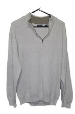 IZOD Tan / Cream 1/4 Zip Ribbed Knit Pullover LS 100% Cotton-Men Size XL