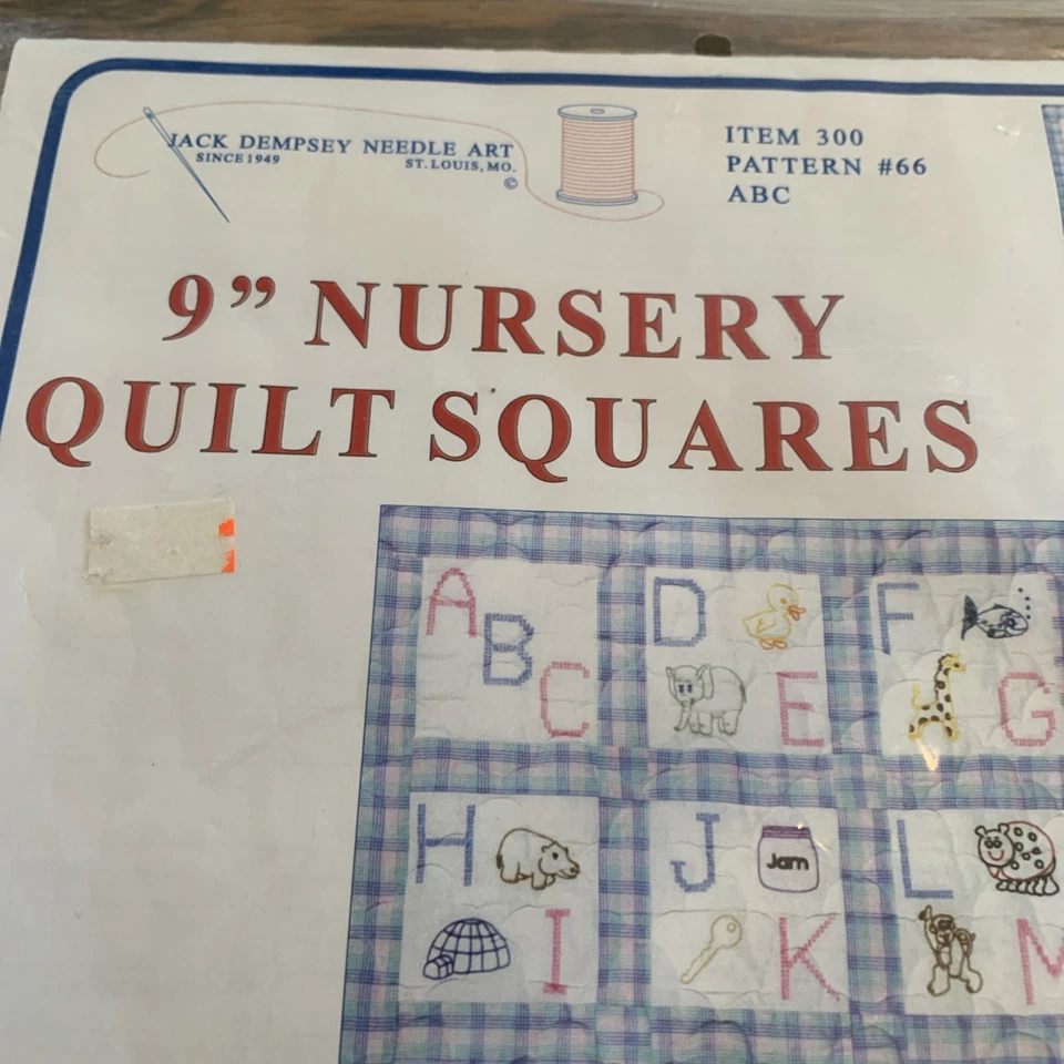 Jack Dempsey Stamped Embroidery 12-9" x 9" Squares #300-66 ABC's Quilting (30) - Image 4 of 4