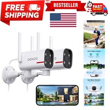 2 Pack Outdoor Security Camera with 2K Color Night Vision, Pan Rotating 180  ...