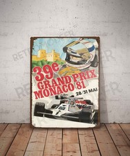 Plaque métal vintage course monaco Décoration publicité affiche grand prix