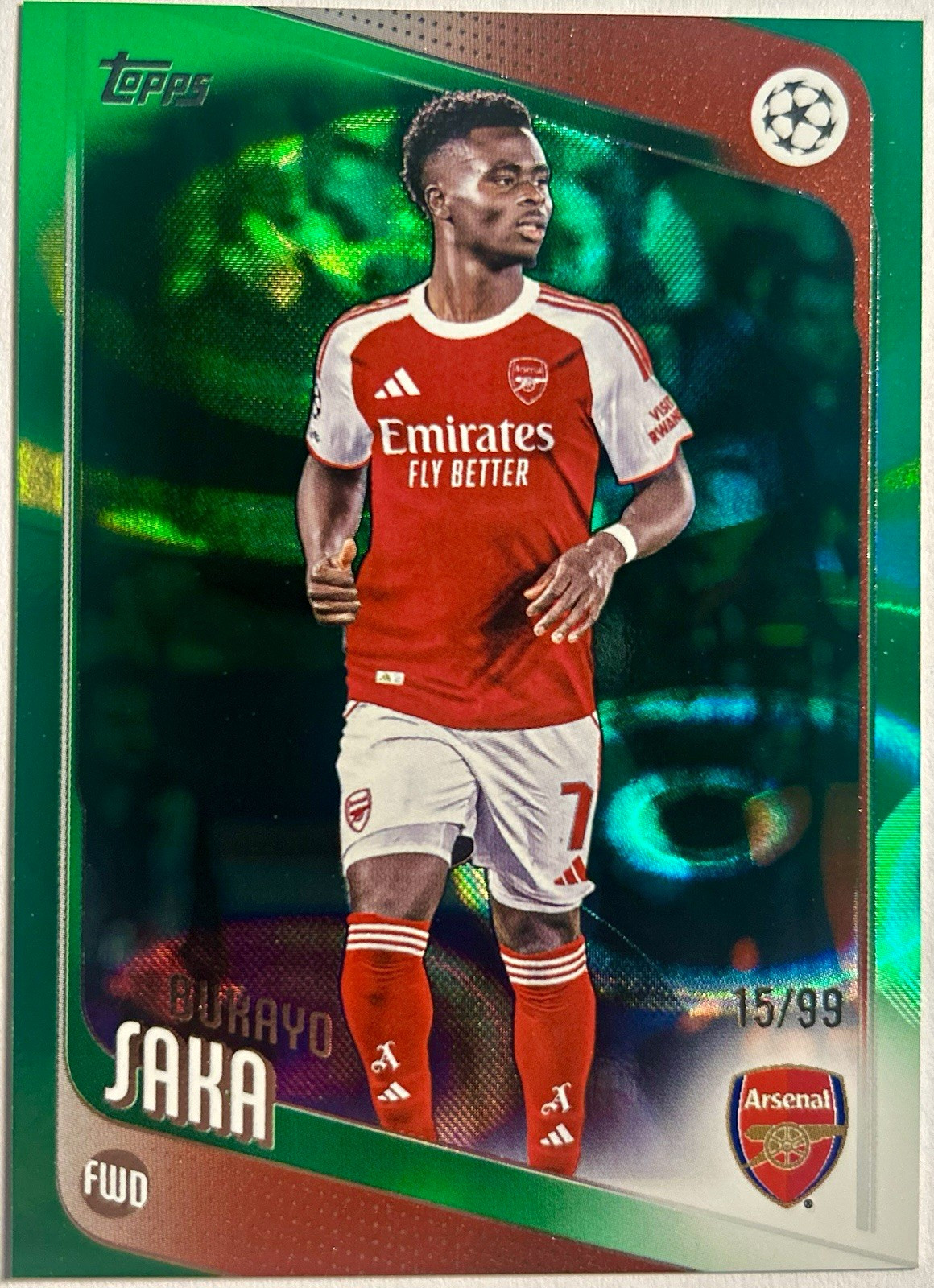 2025-26 Topps Bukayo Saka Arsenal UEFA Champions League Green /99 view 1
