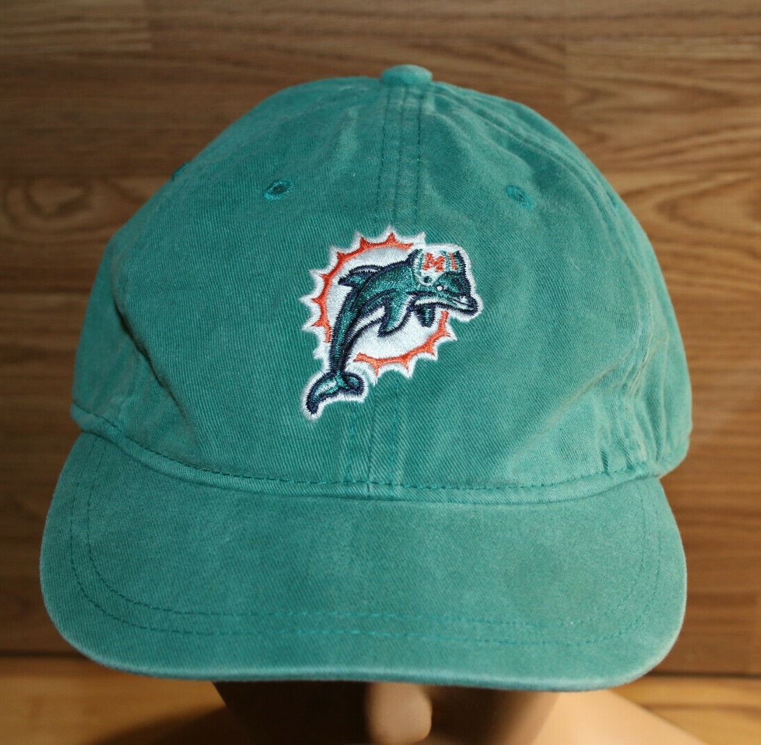 Miami Dolphins NFL Team Apparel Adjustable Hat Baseball Cap Reebok Packable EUC