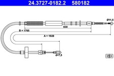 Bremsseil Seilzug Feststellbremse ATE 24.3727-0182.2 für AUDI A4 B6 B7 8HE 8ED