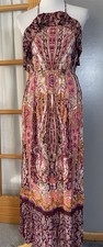 Francesca’s Mi Ami Floral Maxi Dress Sz M Purple Ruffles Halter Neck Boho Beach