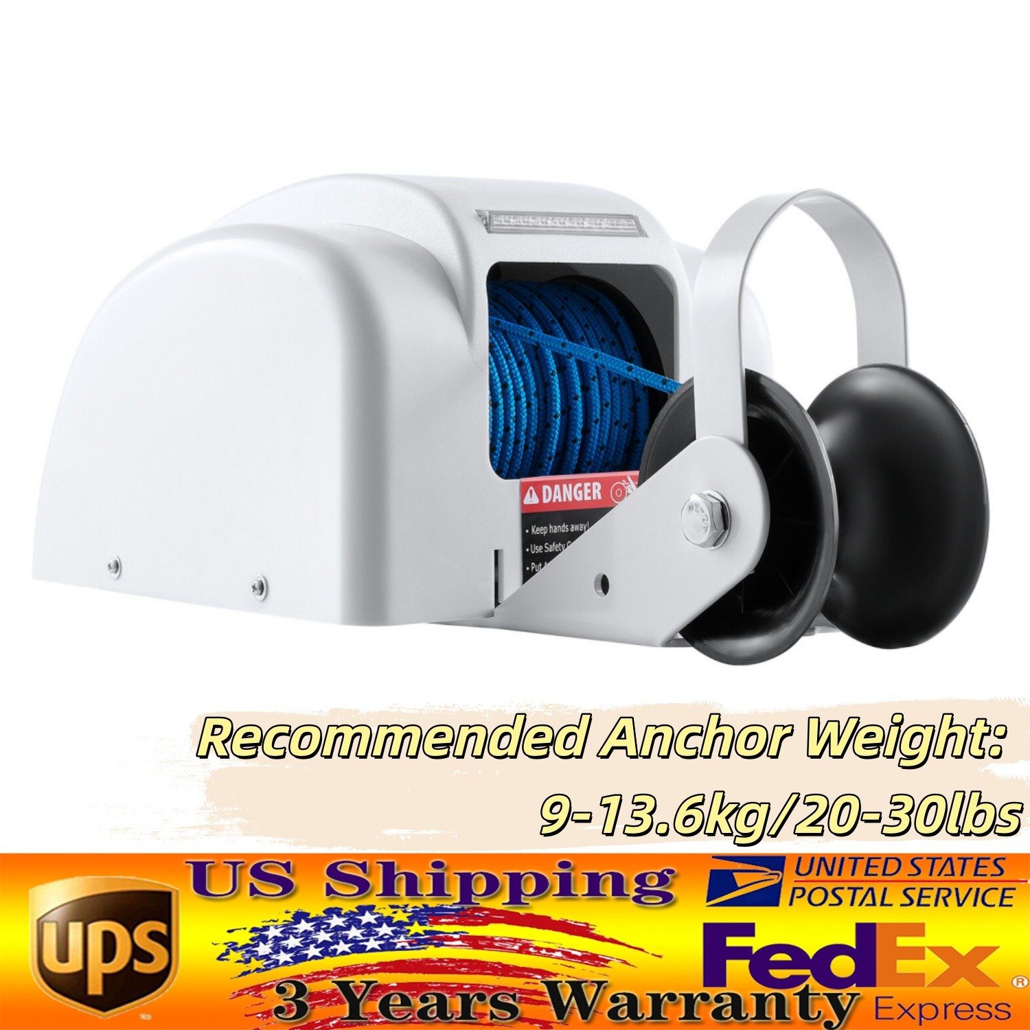 45 LBS Free Fall Saltwater Marine Boat Electric Anchor Winch W/ Wireless Remote