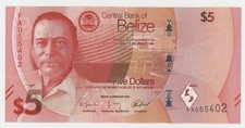 Belice 5 Dólares 1-2-2025 Pick 74. Nuevo Billete Sin Circular UNC