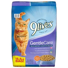 9Lives Gentle Care Dry Cat Food, 15.5 lb. Chicken, Turkey Bag