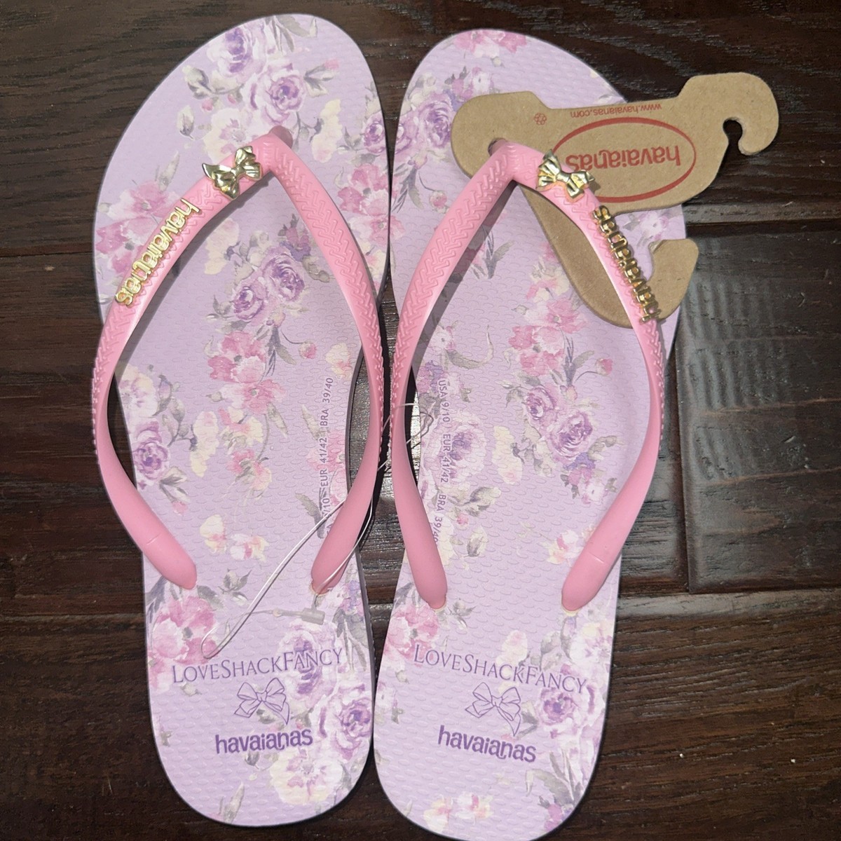 LoveShackFancy x Havaianas 7 / 8 37 38 'Hibiscus Slim Flip Flops