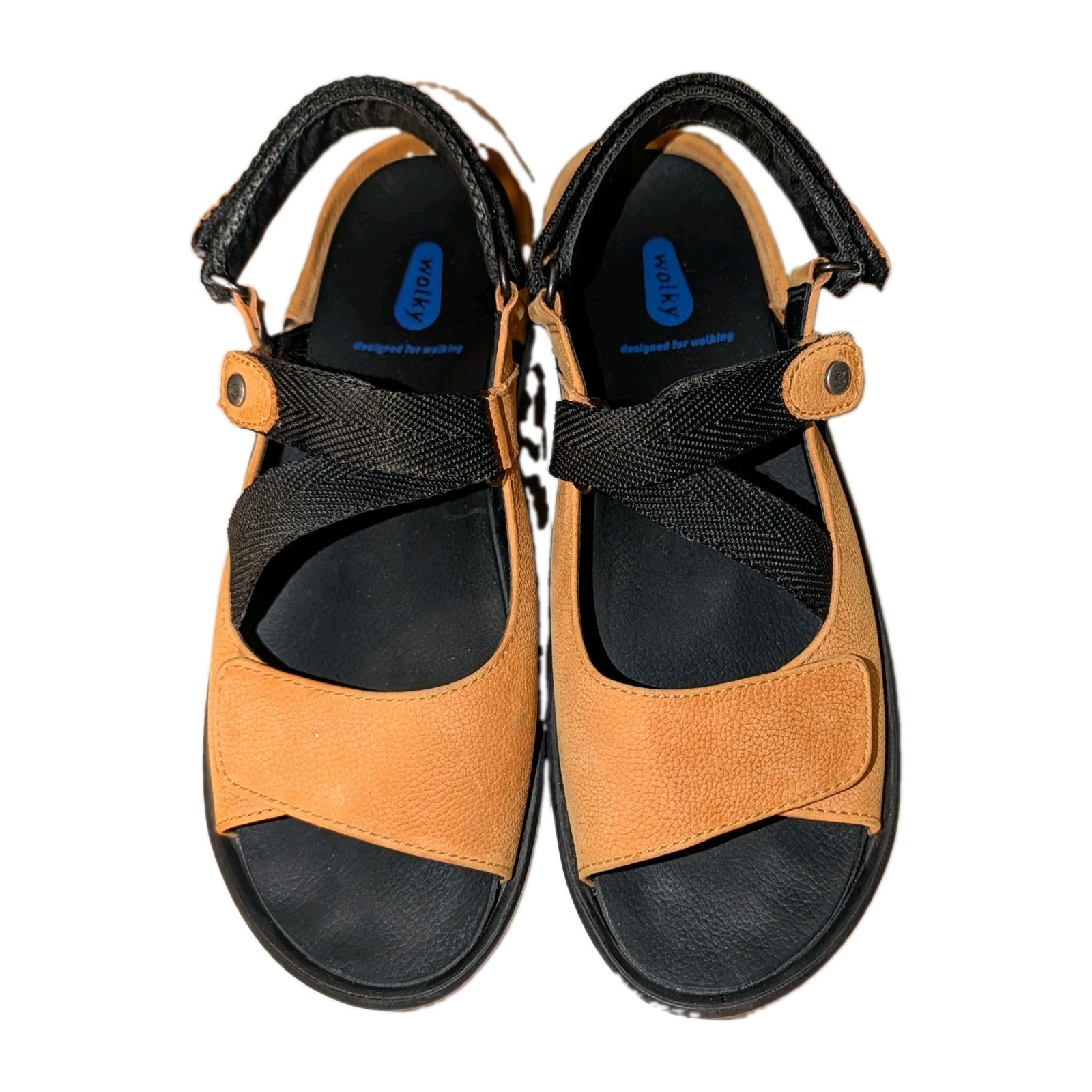 Sandalias Wolky Lisse Zapatos Cuero Dorado Mostaza Talla 11.5 EU 42 Usadas 1x ¡Excelente!